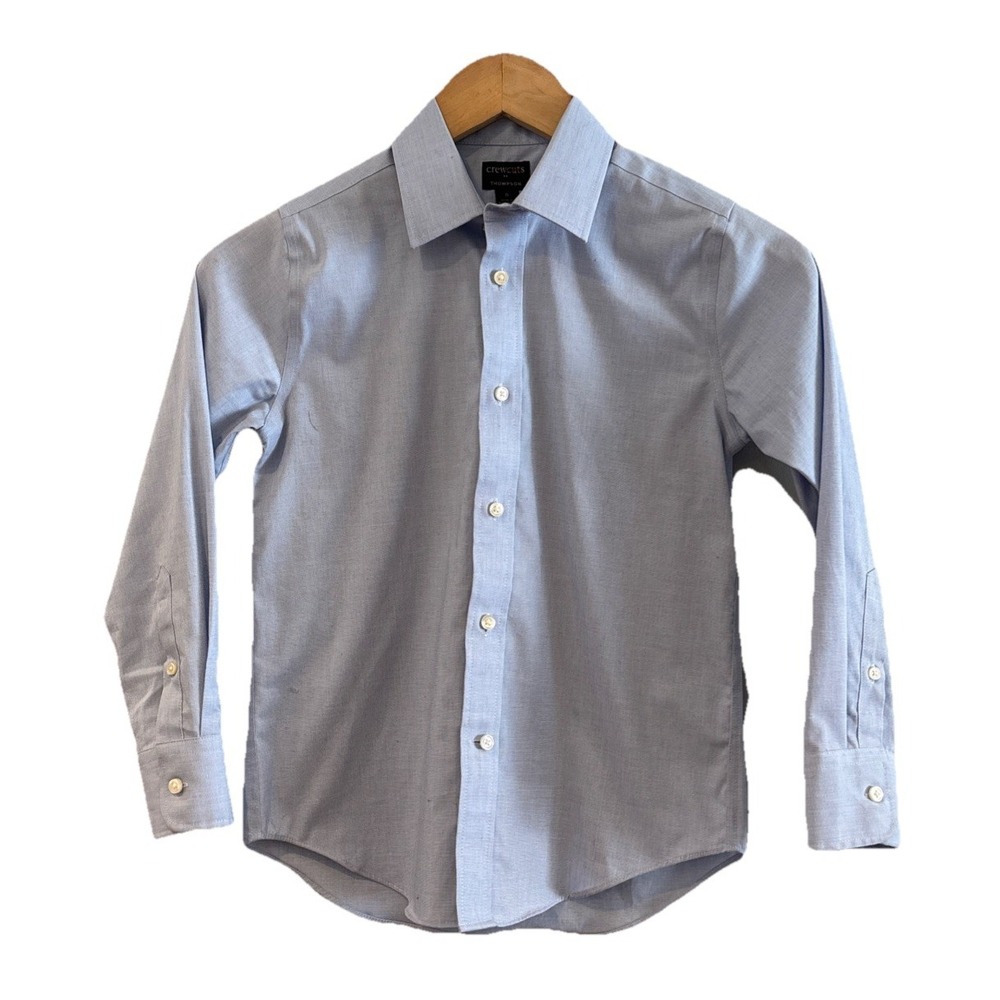 Crewcuts Boys Button Dress Shirt Blue Flex Thompson Preppy Size 8‎